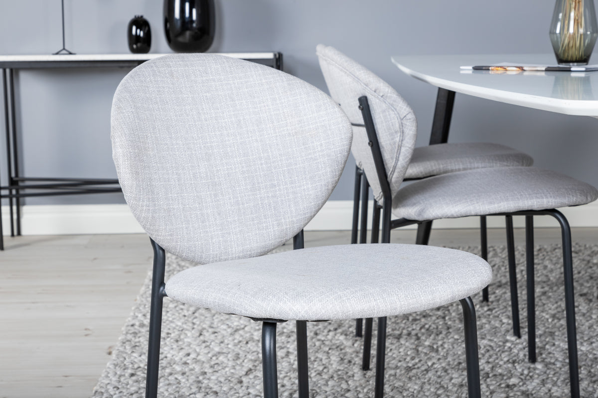 Vault & Polar Spisebordsstole 2-pak Grå + Rektangulært Spisebord 100 x 240 Hvid