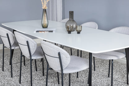Vault & Polar Spisebordsstole 2-pak Grå + Rektangulært Spisebord 100 x 240 Hvid
