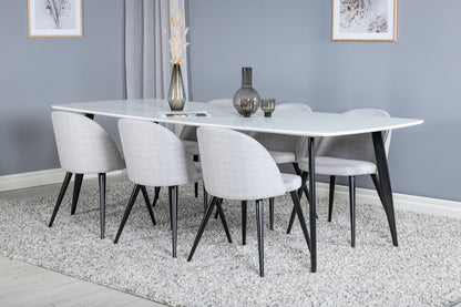 Spisebordsstol 2-pak Grå + Rektangulært Spisebord 240 x 100 Hvid