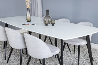 Spisebordsstol 2-pak Grå + Rektangulært Spisebord 240 x 100 Hvid