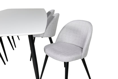 Spisebordsstol 2-pak Grå + Rektangulært Spisebord 240 x 100 Hvid