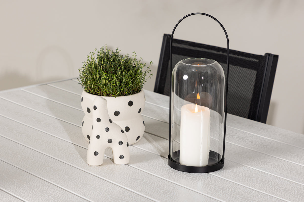 Spisebordsstol 2-pak Sort + Rektangulært Spisebord 205 x 90 Hvid