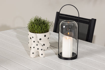 Spisebordsstol 2-pak Sort + Rektangulært Spisebord 205 x 90 Hvid