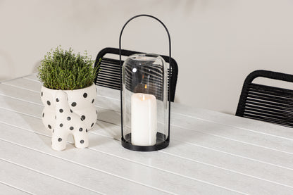 Spisebordsstol 2-pak Sort + Rektangulært Spisebord 205 x 90 Hvid