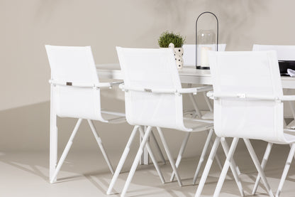 Spisebordsstol 6-pak Hvid + Rektangulært spisebord 205 x 90 Hvid