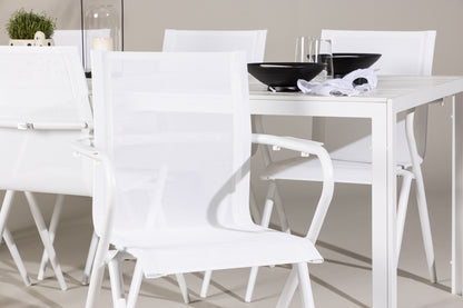 Spisebordsstol 6-pak Hvid + Rektangulært spisebord 205 x 90 Hvid