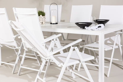 Spisebordsstol 2-pak Hvid + Rektangulært Spisebord 205 x 90 Hvid