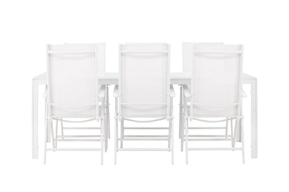 Spisebordsstol 2-pak Hvid + Rektangulært Spisebord 205 x 90 Hvid