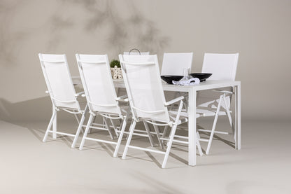 Spisebordsstol 2-pak Hvid + Rektangulært Spisebord 205 x 90 Hvid