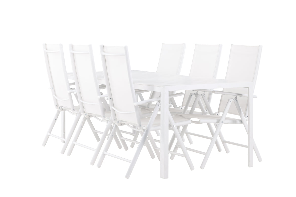 Spisebordsstol 2-pak Hvid + Rektangulært Spisebord 205 x 90 Hvid