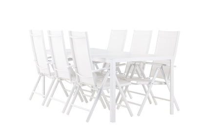 Spisebordsstol 2-pak Hvid + Rektangulært Spisebord 205 x 90 Hvid