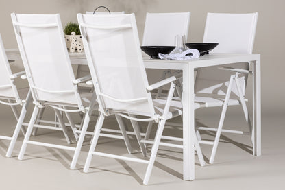 Spisebordsstol 2-pak Hvid + Rektangulært Spisebord 205 x 90 Hvid