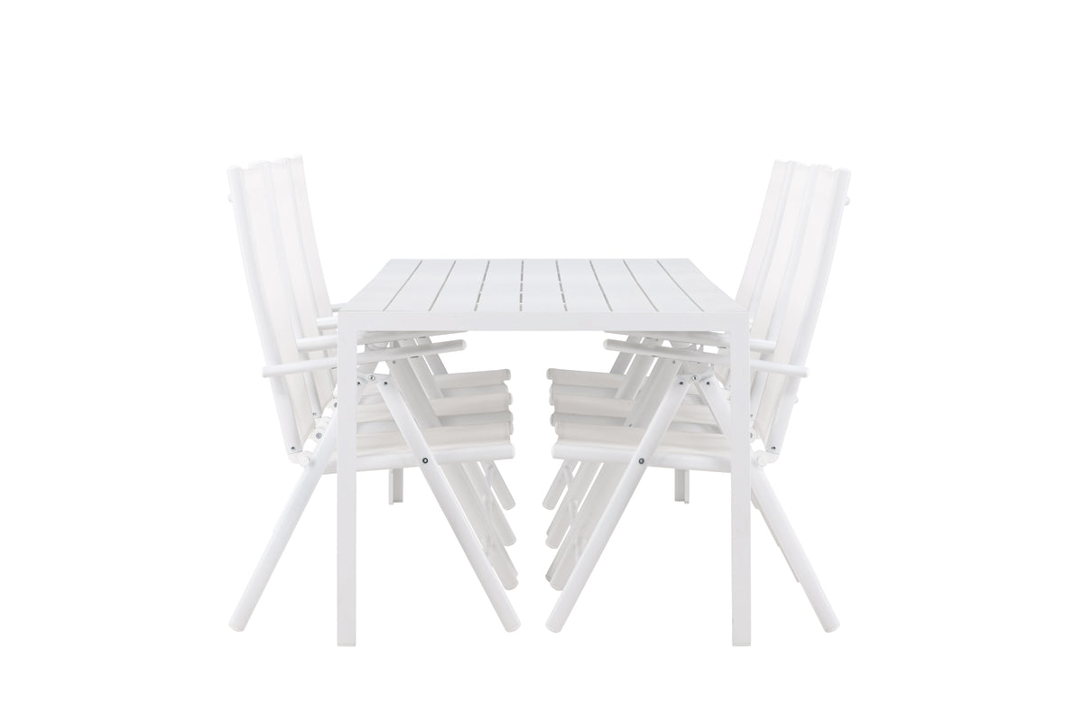 Spisebordsstol 2-pak Hvid + Rektangulært Spisebord 205 x 90 Hvid