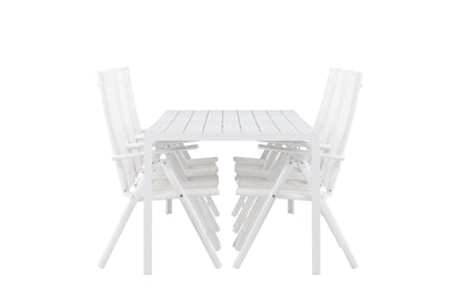 Spisebordsstol 2-pak Hvid + Rektangulært Spisebord 205 x 90 Hvid