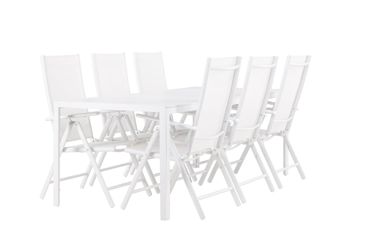 Spisebordsstol 2-pak Hvid + Rektangulært Spisebord 205 x 90 Hvid