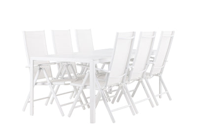 Spisebordsstol 2-pak Hvid + Rektangulært Spisebord 205 x 90 Hvid