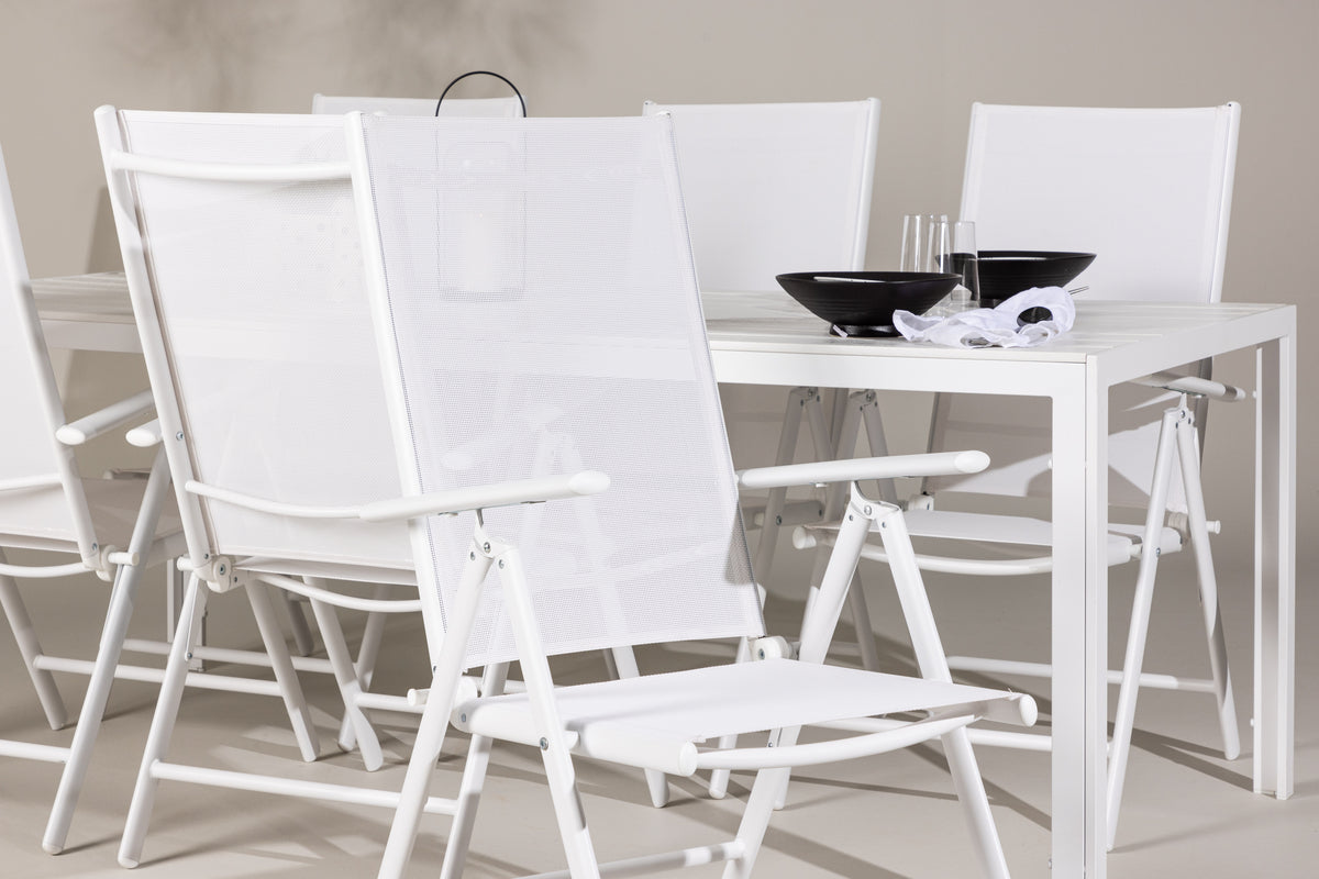 Spisebordsstol 2-pak Hvid + Rektangulært Spisebord 205 x 90 Hvid