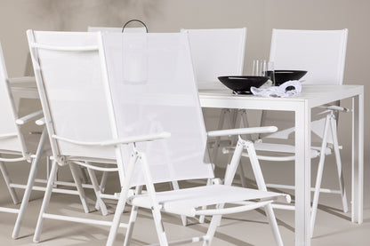 Spisebordsstol 2-pak Hvid + Rektangulært Spisebord 205 x 90 Hvid