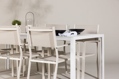 Copacabana & Break Spisebordsstole 2-pak Beige + Rektangulært Spisebord 90 x 205 Hvid