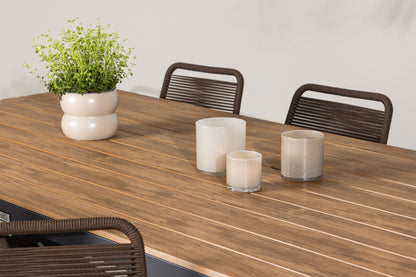 Garcia & Lindos Rektangulært Spisebord 200 x 100 Sort + Spisebordsstole 2-pak Brown/ Black