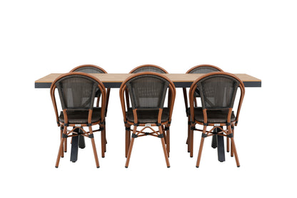 Garcia & Guarda Rektangulært Spisebord 100 x 200 Sort + Caféstole 2-pak Sort