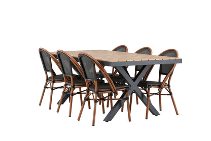 Garcia & Guarda Rektangulært Spisebord 100 x 200 Sort + Caféstole 2-pak Sort