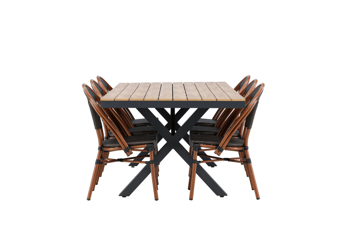 Garcia & Guarda Rektangulært Spisebord 100 x 200 Sort + Caféstole 2-pak Sort