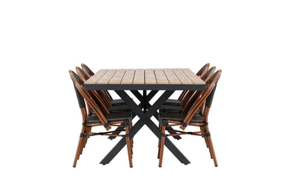 Garcia & Guarda Rektangulært Spisebord 100 x 200 Sort + Caféstole 2-pak Sort