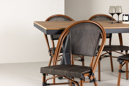 Garcia & Guarda Rektangulært Spisebord 100 x 200 Sort + Caféstole 2-pak Sort