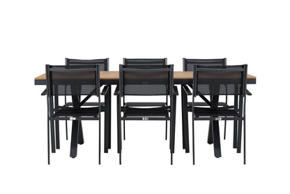 Copacabana & Garcia Spisestole 2-pak Sort + Rektangulært Spisebord 200 x 100 Sort