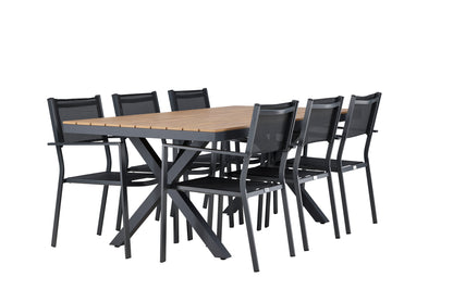 Copacabana & Garcia Spisestole 2-pak Sort + Rektangulært Spisebord 200 x 100 Sort