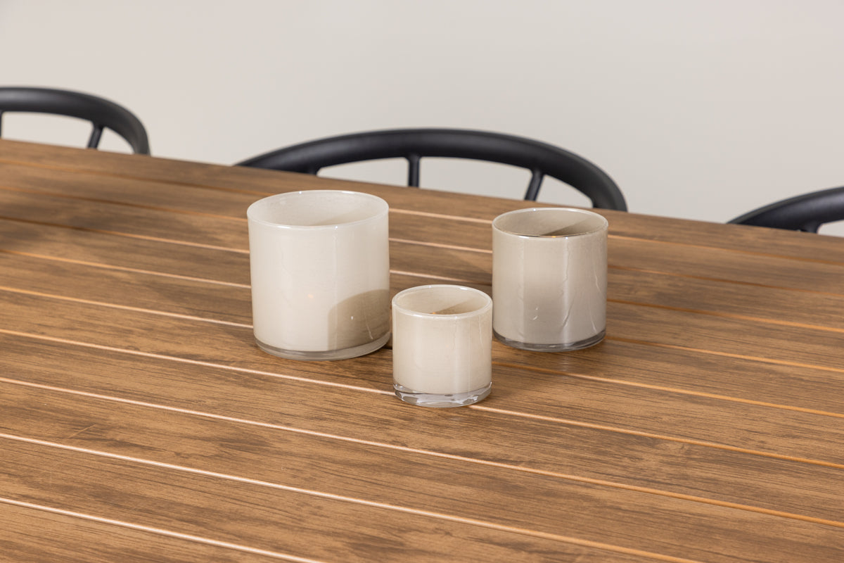 Stina & Garcia Spisestole 6-pak Sort + Rektangulært Spisebord 200 x 100 Sort