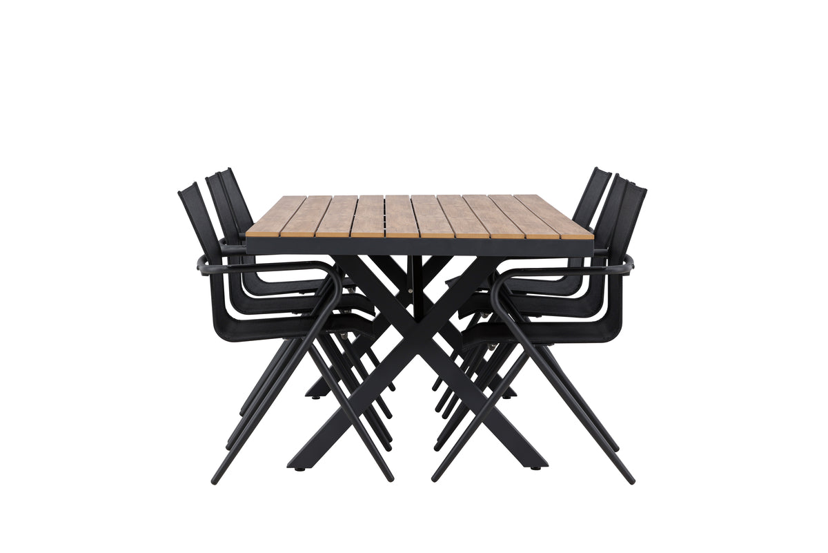 Alina & Garcia Spisestole 6-pak Sort + Rektangulært Spisebord 100 x 200 Sort