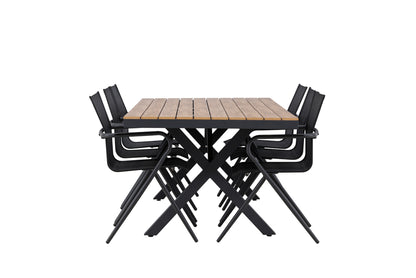 Alina & Garcia Spisestole 6-pak Sort + Rektangulært Spisebord 100 x 200 Sort