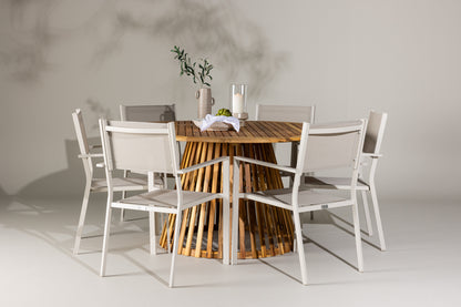 Copacabana & Tucumán Spisestole 2-pak Beige + Runde Spisebord ø150 Natur