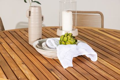 Spisebordsstol 2-pak Brun + Rundt Spisebord 150 Natur