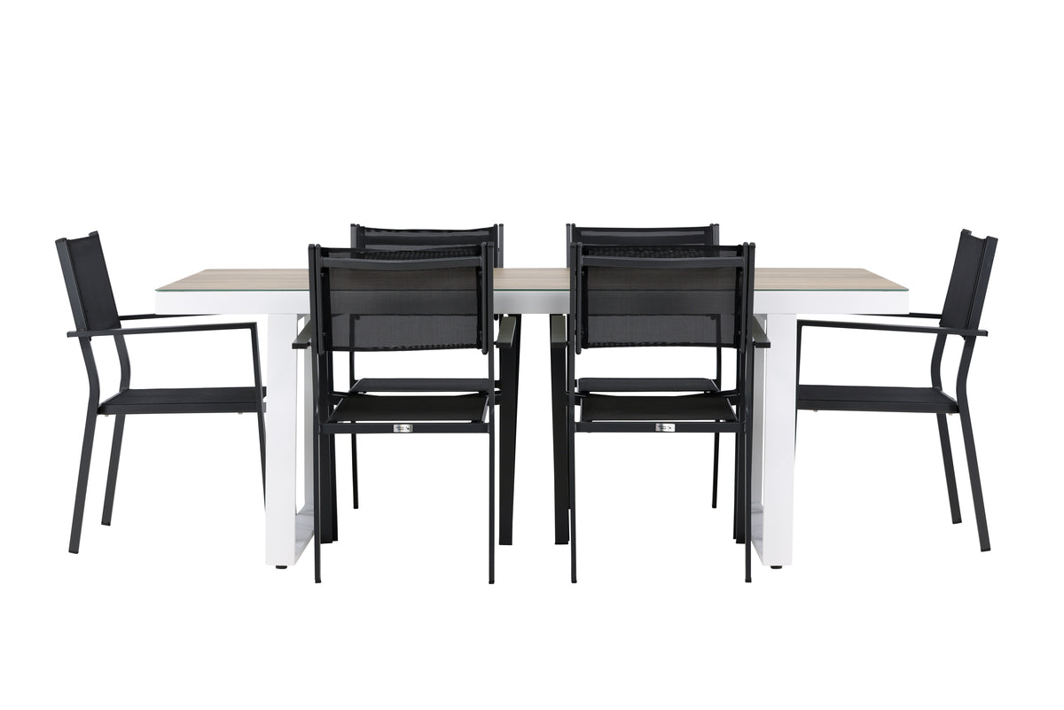 Spisebordsstol 2-pak Sort + Rektangulært spisebord 200 x 90 Hvid