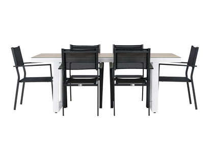 Spisebordsstol 2-pak Sort + Rektangulært spisebord 200 x 90 Hvid