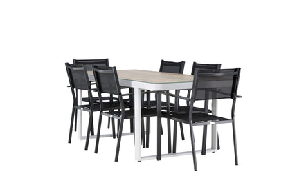 Spisebordsstol 2-pak Sort + Rektangulært spisebord 200 x 90 Hvid