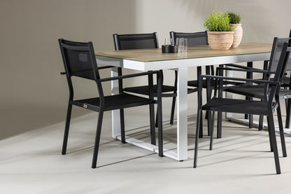 Spisebordsstol 2-pak Sort + Rektangulært spisebord 200 x 90 Hvid