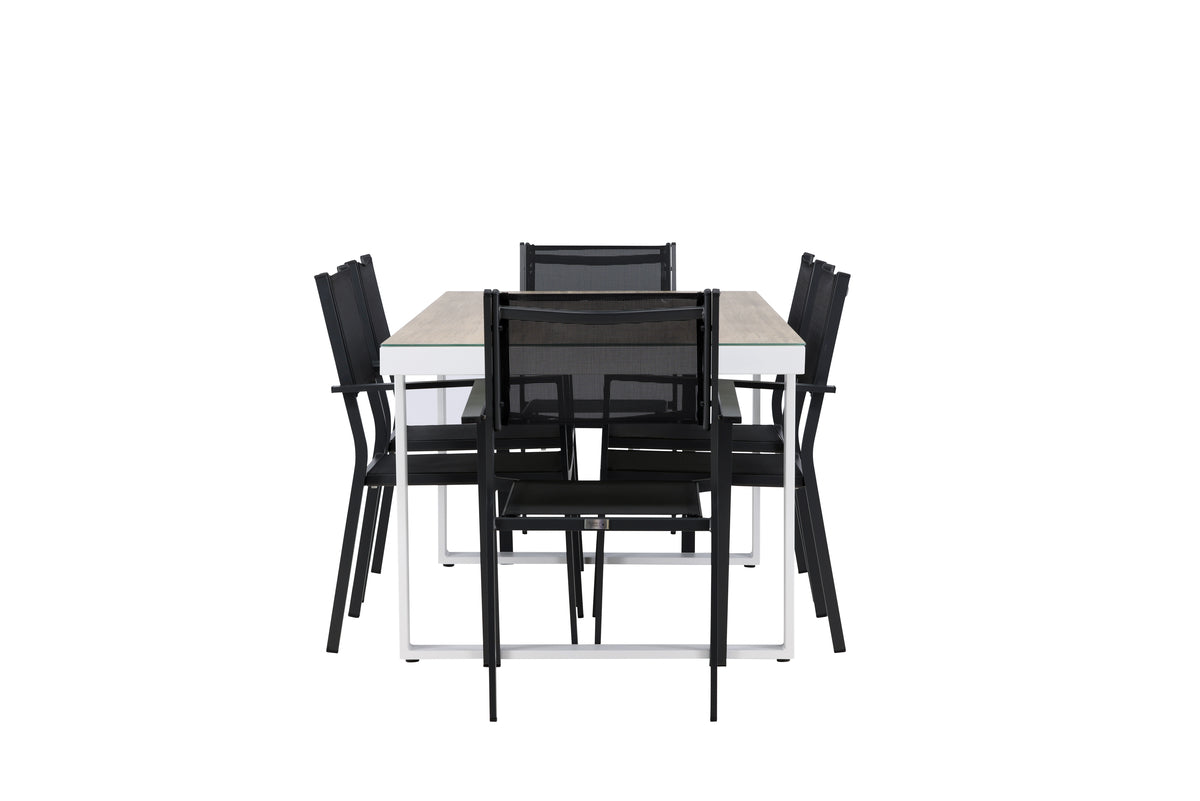 Spisebordsstol 2-pak Sort + Rektangulært spisebord 200 x 90 Hvid