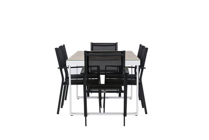 Spisebordsstol 2-pak Sort + Rektangulært spisebord 200 x 90 Hvid