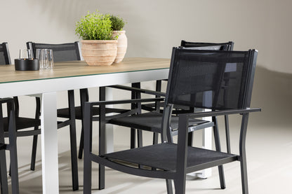 Spisebordsstol 2-pak Sort + Rektangulært spisebord 200 x 90 Hvid