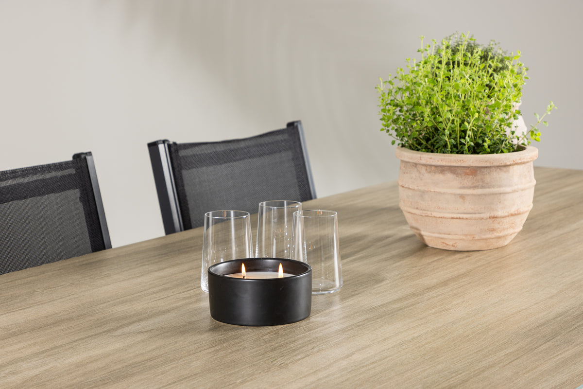 Spisebordsstol 2-pak Sort + Rektangulært spisebord 200 x 90 Hvid