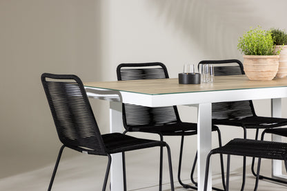 Spisebordsstol 2-pak Sort + Rektangulært spisebord 200 x 90 Hvid