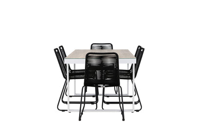 Spisebordsstol 2-pak Sort + Rektangulært spisebord 200 x 90 Hvid