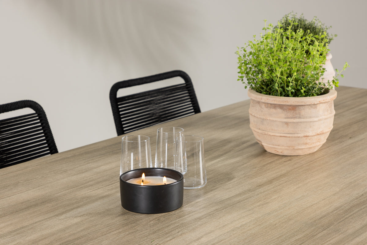 Spisebordsstol 2-pak Sort + Rektangulært spisebord 200 x 90 Hvid