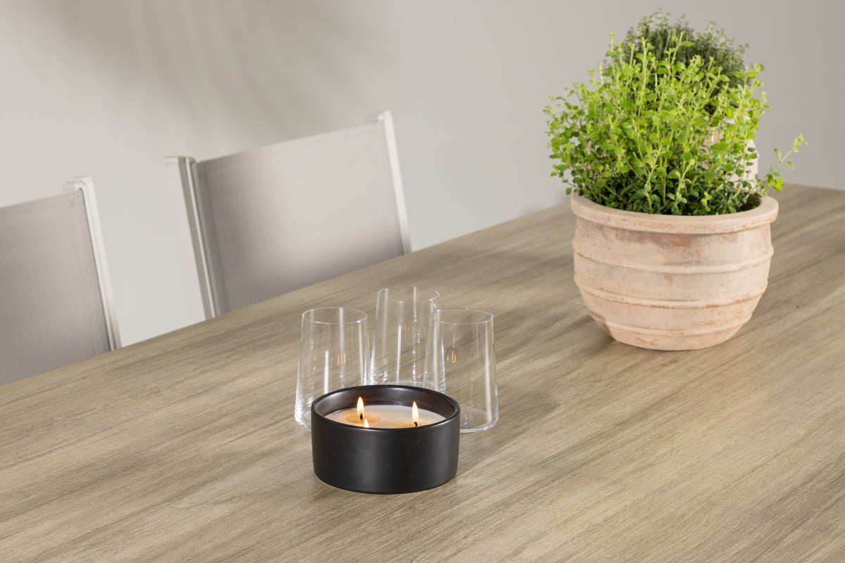 Copacabana & Merlo Spisebordsstole 2-pak Beige + Rektangulært Spisebord 90 x 200 Hvid