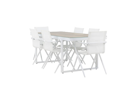 Spisebordsstol 6-pak Hvid + Rektangulært spisebord 200 x 90 Hvid