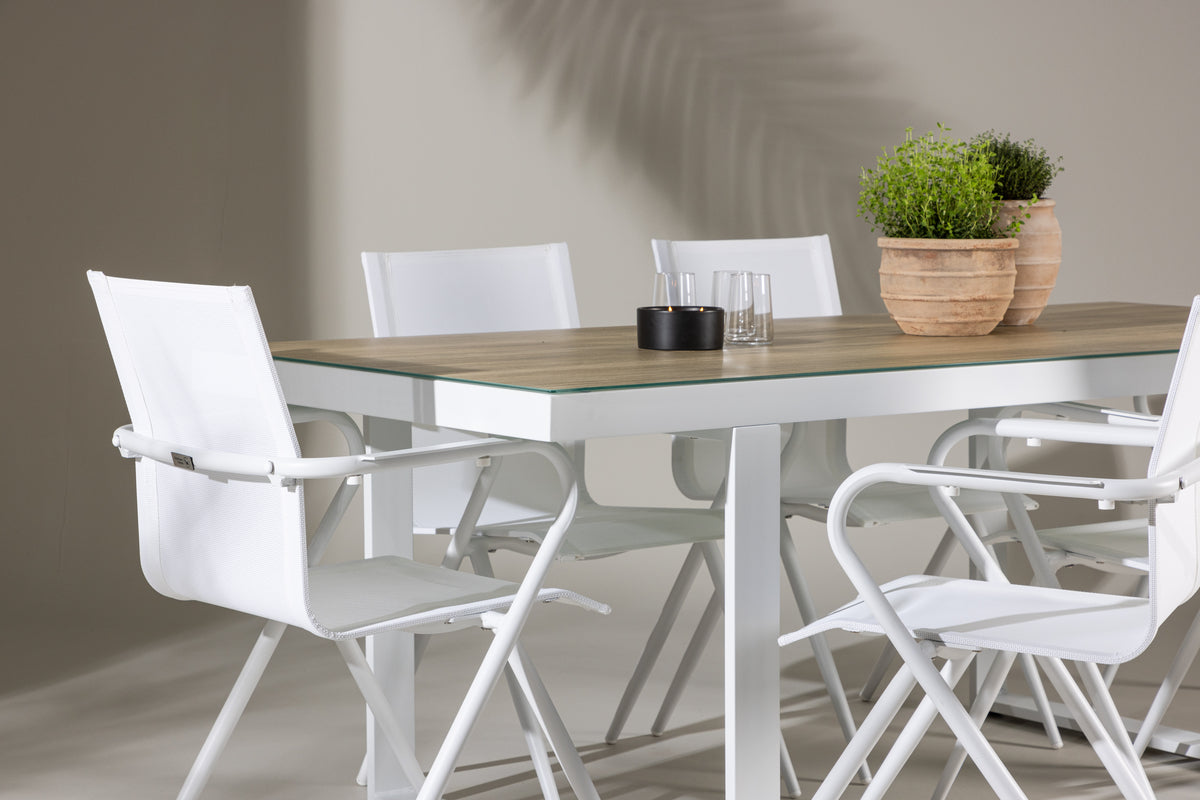 Spisebordsstol 6-pak Hvid + Rektangulært spisebord 200 x 90 Hvid